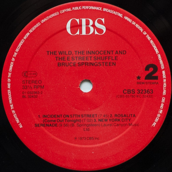 Bruce Springsteen - The Wild, The Innocent & The E Street Shuffle | CBS (CBS 32363) - 4 Bruce Springsteen - The Wild, The Innocent & The E Street Shuffle | CBS (CBS 32363) - 4