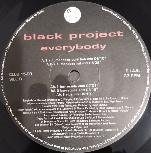 Black Project - Everybody | The Club (CLUB 15-00) - 3