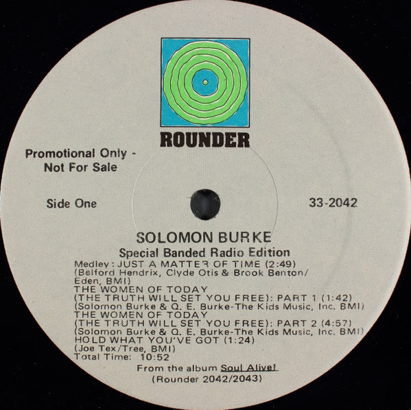 Solomon Burke - Soul Alive! (Special Banded Radio Edition) | Rounder Records (33-2042)