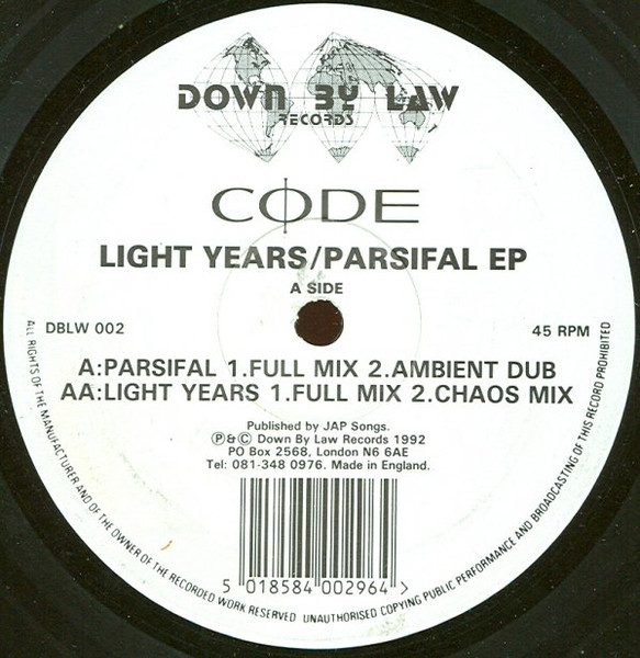 Code - Light Years / Parsifal EP | Down By Law Records (DBLW 002) - main