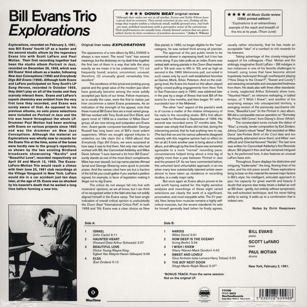 The Bill Evans Trio - Explorations | WaxTime (771736) - 2