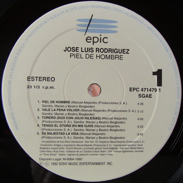 José Luis Rodríguez - Piel De Hombre | Epic (EPC 471479 1) - 3 José Luis Rodríguez - Piel De Hombre | Epic (EPC 471479 1) - 3