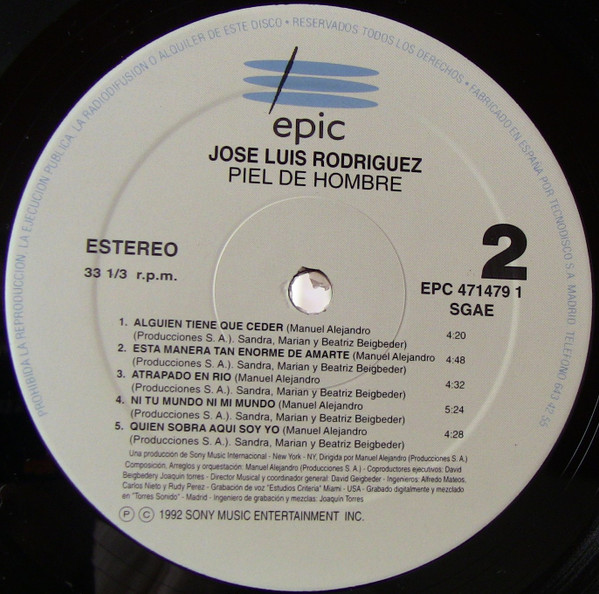 José Luis Rodríguez - Piel De Hombre | Epic (EPC 471479 1) - 4 José Luis Rodríguez - Piel De Hombre | Epic (EPC 471479 1) - 4