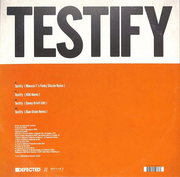 Davie - Testify Remixes | Defected (DFTD602R) - 2