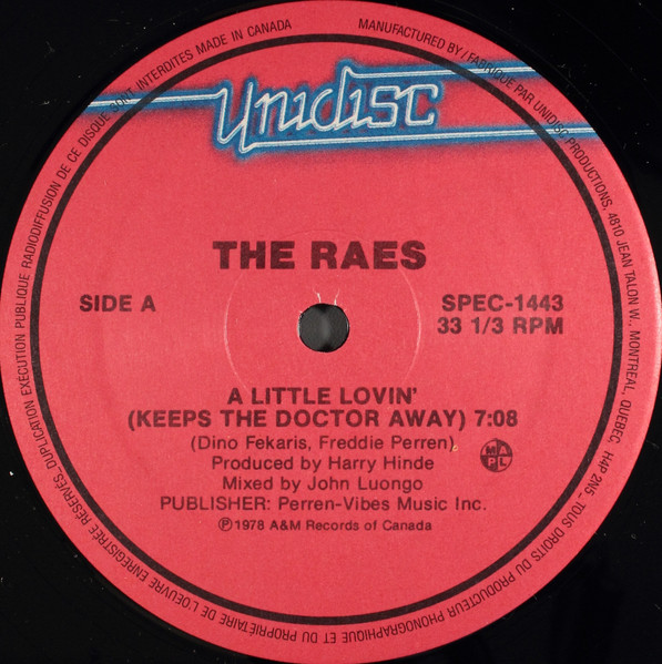 The Raes / E.G. Daily - A Little Lovin' (Keeps The Doctor Away) / Say It, Say It | Unidisc (SPEC-1443)
