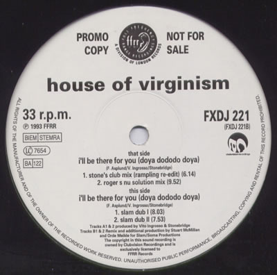 House Of Virginism - I'll Be There For You (Doya Do Do Do Doya) | FFRR (FXDJ 221) - main