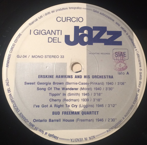 Erskine Hawkins / Charlie Barnet / Bud Freeman - I Giganti Del Jazz Vol. 34 | Curcio (GJ-34) - 4 Erskine Hawkins / Charlie Barnet / Bud Freeman - I Giganti Del Jazz Vol. 34 | Curcio (GJ-34) - 4