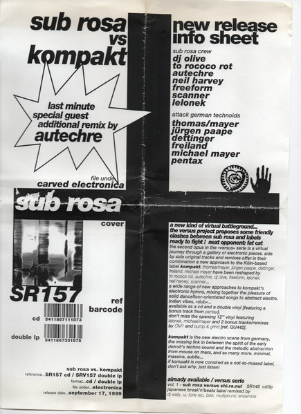 Various - Sub Rosa vs. Kompakt | Sub Rosa (SRV157) - 2