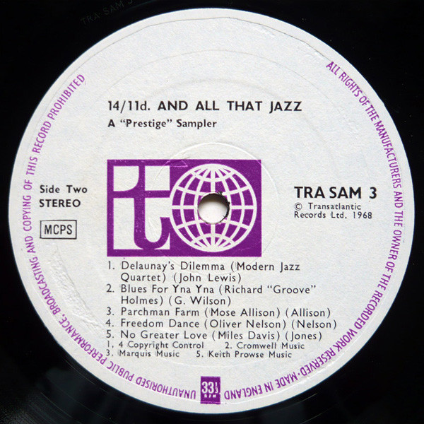 Various - 15/5 And All That Jazz - A Prestige Sampler | Transatlantic Records (TRA SAM 3) - 4