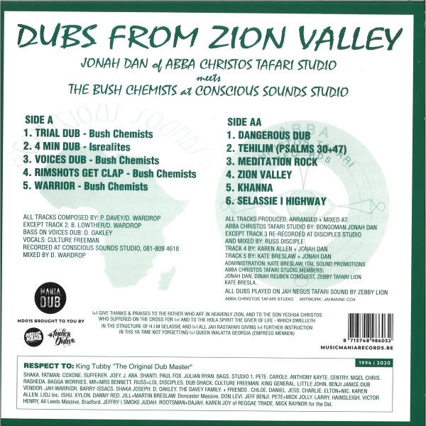 Jonah Dan meets The Bush Chemists - Dubs From Zion Valley | Mania Dub (MD015) - 3 Jonah Dan meets The Bush Chemists - Dubs From Zion Valley | Mania Dub (MD015) - 3