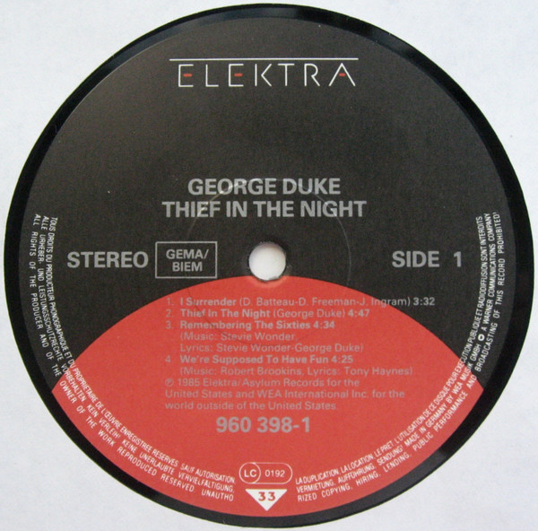 George Duke - Thief In The Night | Elektra (960 398-1) - 2
