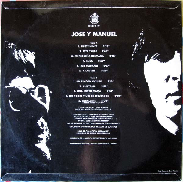 Jose Y Manuel - Genesis | Hispavox (HH 11-197) - 2