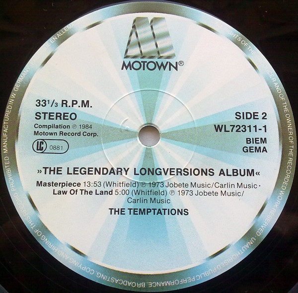The Temptations / Rare Earth - The Legendary Long Versions Album | Motown (WL 72311 (2)) - 4 The Temptations / Rare Earth - The Legendary Long Versions Album | Motown (WL 72311 (2)) - 4