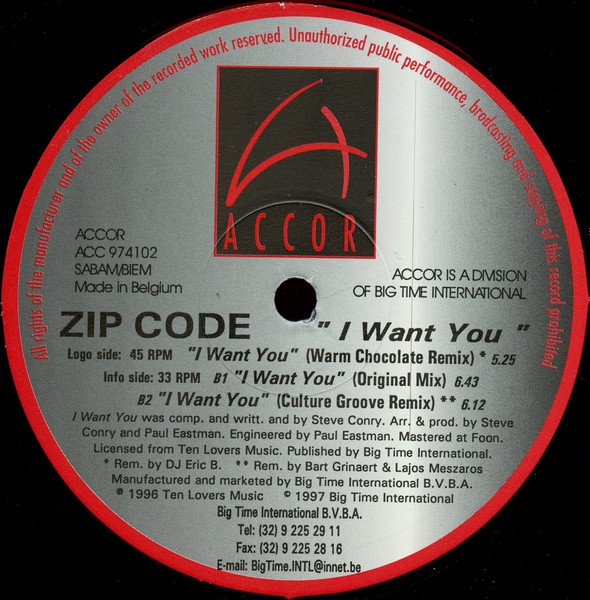 Zip Code - I Want You | Accor (ACC 974102) - main