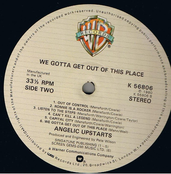 Angelic Upstarts - We Gotta Get Out Of This Place | Warner Bros. Records (K 56806) - 4