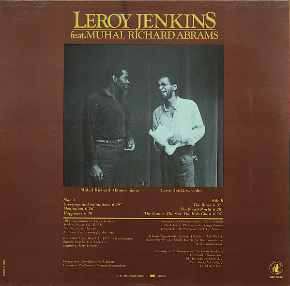 Leroy Jenkins feat. Muhal Richard Abrams - Lifelong Ambitions | Black Saint (BSR 0033) - 2