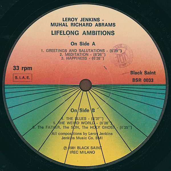 Leroy Jenkins feat. Muhal Richard Abrams - Lifelong Ambitions | Black Saint (BSR 0033) - 4
