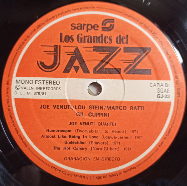 Joe Venuti , Lou Stein - Los Grandes Del Jazz 23 | Sarpe (GJ-23) - 4