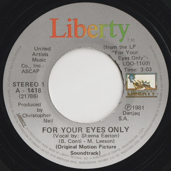Sheena Easton - For Your Eyes Only | Liberty (A - 1418) - main