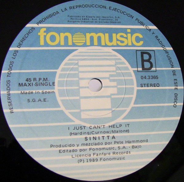 Sinitta - Right Back Where We Started From (Left Back On The Side Mix) | Fonomusic (04.3365) - 4
