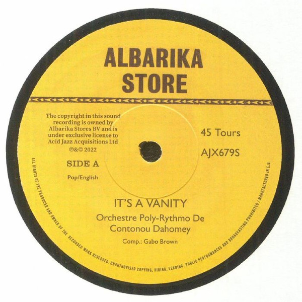T.P. Orchestre Poly-Rythmo / Clément Mêlomê Et T.P. Orchestre Poly-Rythmo - It's A Vanity / Nougbo Vêhou (La Vérité Blesse) | Albarika Store (AJX679S) T.P. Orchestre Poly-Rythmo / Clément Mêlomê Et T.P. Orchestre Poly-Rythmo - It's A Vanity / Nougbo Vêhou (La Vérité Blesse) | Albarika Store (AJX679S)