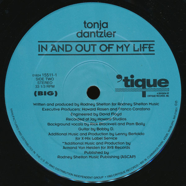 Tonja Dantzler - In And Out Of My Life | 'tique Records (01624-15511-1) - 2