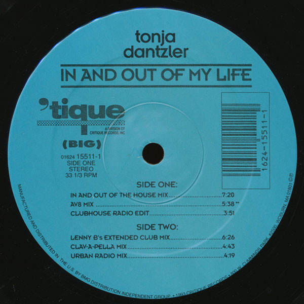 Tonja Dantzler - In And Out Of My Life | 'tique Records (01624-15511-1) - main