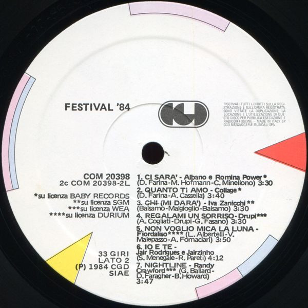 Various - Festival '84 | CGD (COM 20398) - 4