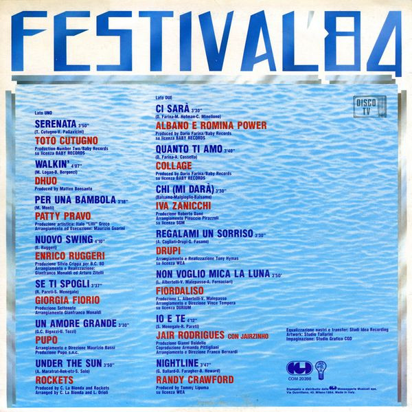 Various - Festival '84 | CGD (COM 20398) - 2