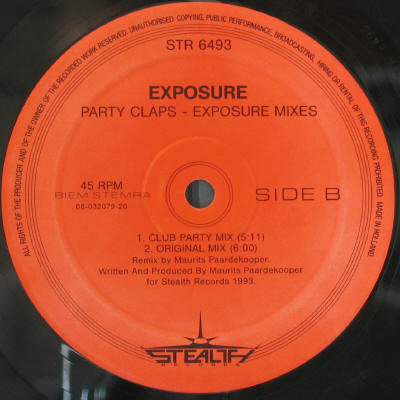 Exposure - Party Claps (Fresh Fruit And Exposure Mixes) | Stealth Records (STR 6493) - 2