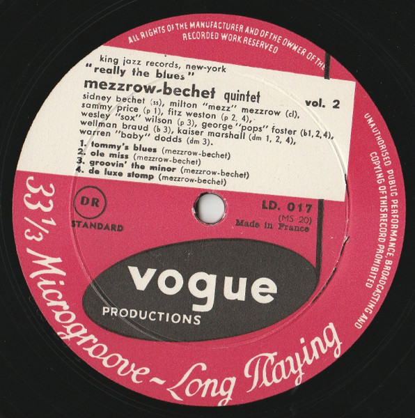 The Mezzrow-Bechet Quintet - Really The Blues | Vogue Productions (L.D. 017) - 2