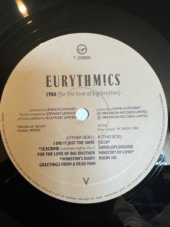 Eurythmics - 1984 (For The Love Of Big Brother) | Virgin (T 206 680) - 3