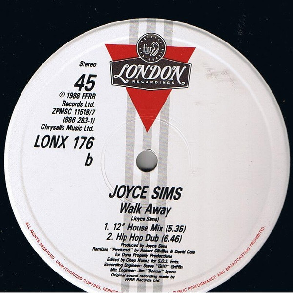Joyce Sims - Walk Away Remix | London Records (LONX 176) - 4