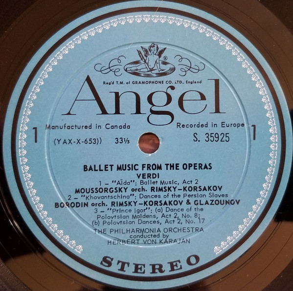Herbert von Karajan , Philharmonia Orchestra - Ballet Music From The Operas | Angel Records (Angel S 35925)