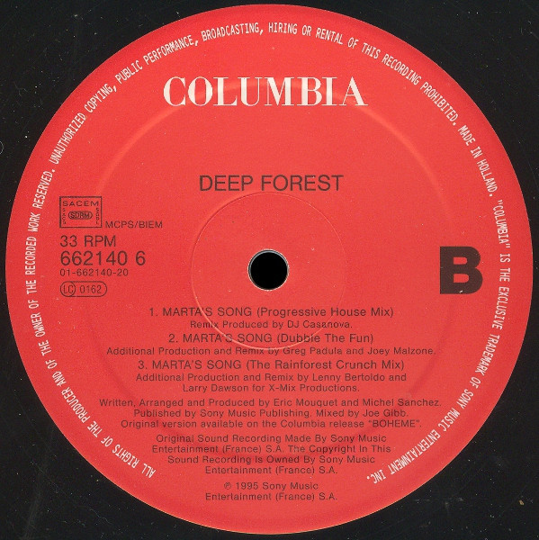 Deep Forest - Marta's Song | Columbia (662140 6) - 4 Deep Forest - Marta's Song | Columbia (662140 6) - 4