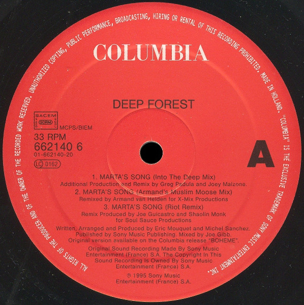 Deep Forest - Marta's Song | Columbia (662140 6) - 3 Deep Forest - Marta's Song | Columbia (662140 6) - 3