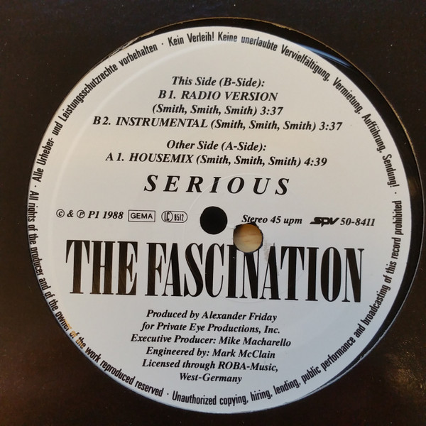 The Fascination - Serious | P1 Records (50-8411)