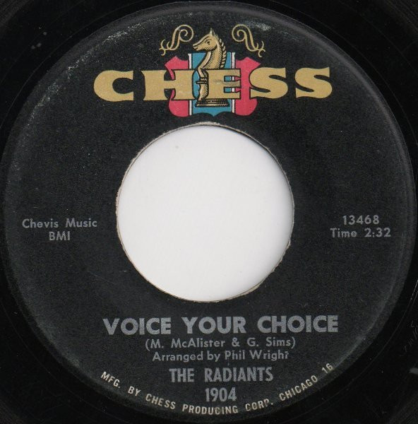 The Radiants - Voice Your Choice / If I Only Had You | Chess (1904) - main