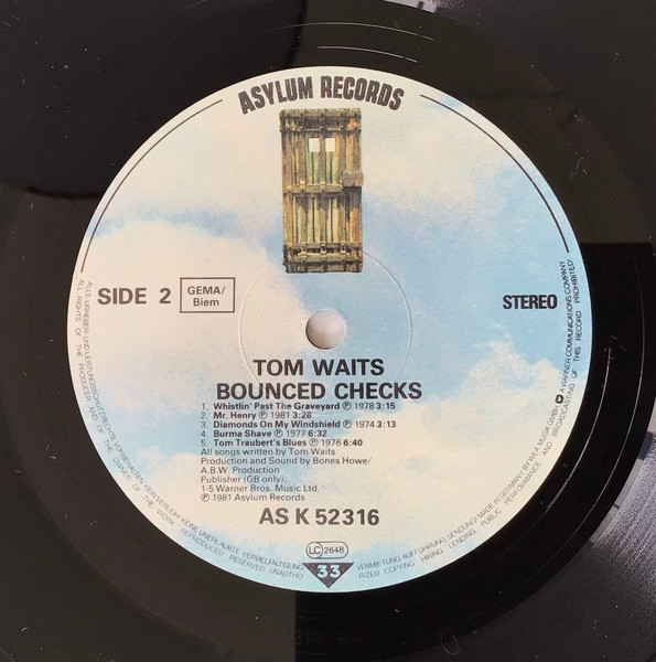 Tom Waits - Bounced Checks | Asylum Records (AS K 52 316) - 4