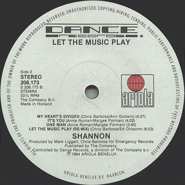 Shannon - Let The Music Play | Ariola (206.173) - 4