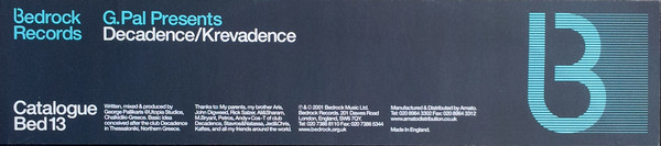 G-Pal - Decadence / Krevadence | Bedrock Records (BED 13) - 4 G-Pal - Decadence / Krevadence | Bedrock Records (BED 13) - 4