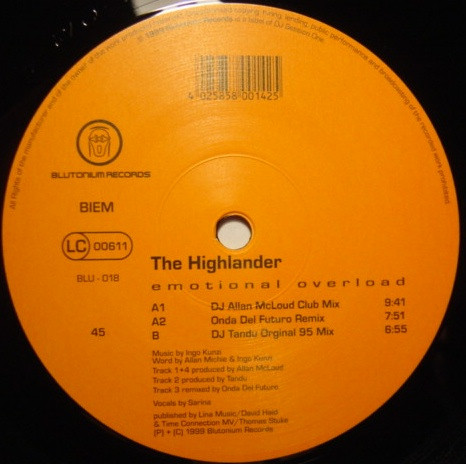 The Highlander - Emotional Overload | Blutonium Records (BLU-018) - 3