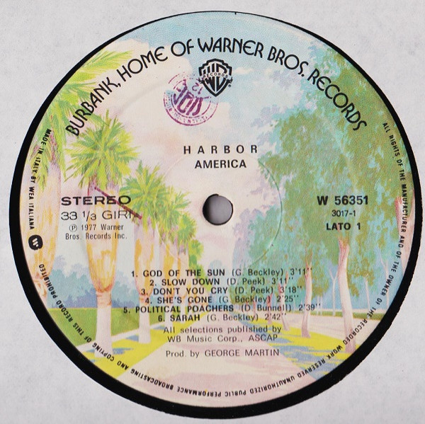 America - Harbor | Warner Bros. Records (W 56351) - 3