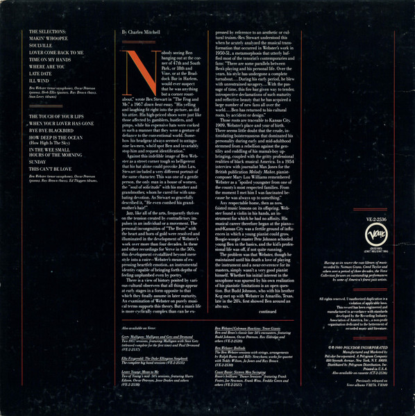 Ben Webster - Soulville | Verve Records (VE-2-2536) - 4