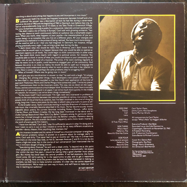 Cecil Taylor - Live At The Cafe Montmartre / Nefertiti, The Beautiful One Has Come | Arista (AL 1905) - 4