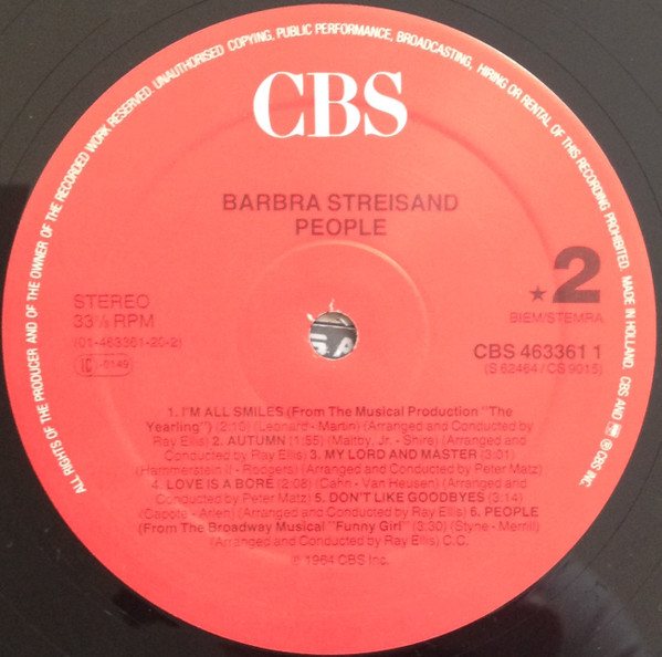 Barbra Streisand - People | CBS (CBS 463361 1) - 2
