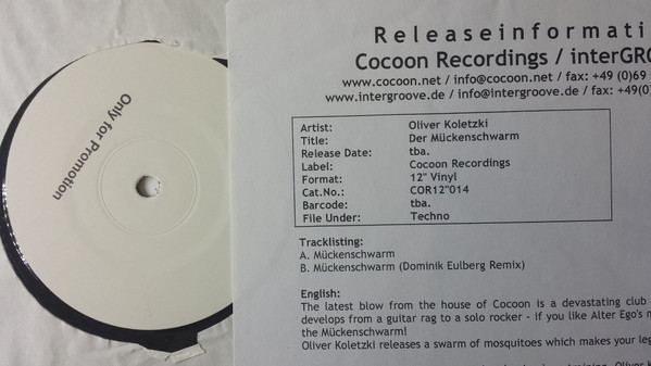 Oliver Koletzki - Der Mückenschwarm | Cocoon Recordings (COR12"014) - main Oliver Koletzki - Der Mückenschwarm | Cocoon Recordings (COR12"014) - main