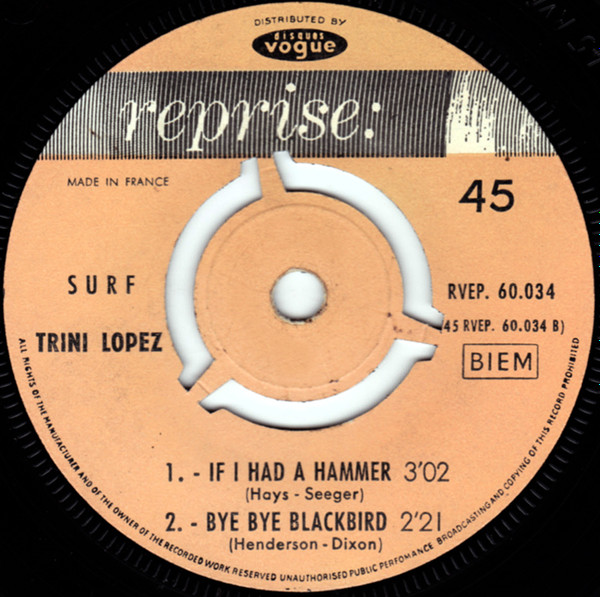 Trini Lopez - Surf - If I Had A Hammer | Reprise Records (RVEP. 60.034) - 4