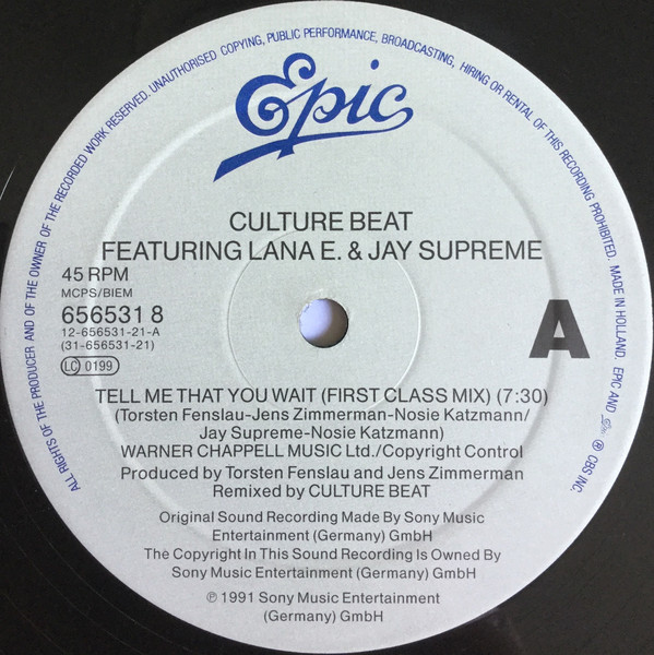 Culture Beat Featuring Lana E. & Jay Supreme - Tell Me That You Wait | Epic (656531 8) - main Culture Beat Featuring Lana E. & Jay Supreme - Tell Me That You Wait | Epic (656531 8) - main