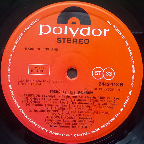 Focus - At The Rainbow | Polydor (2442 118) - 4 Focus - At The Rainbow | Polydor (2442 118) - 4